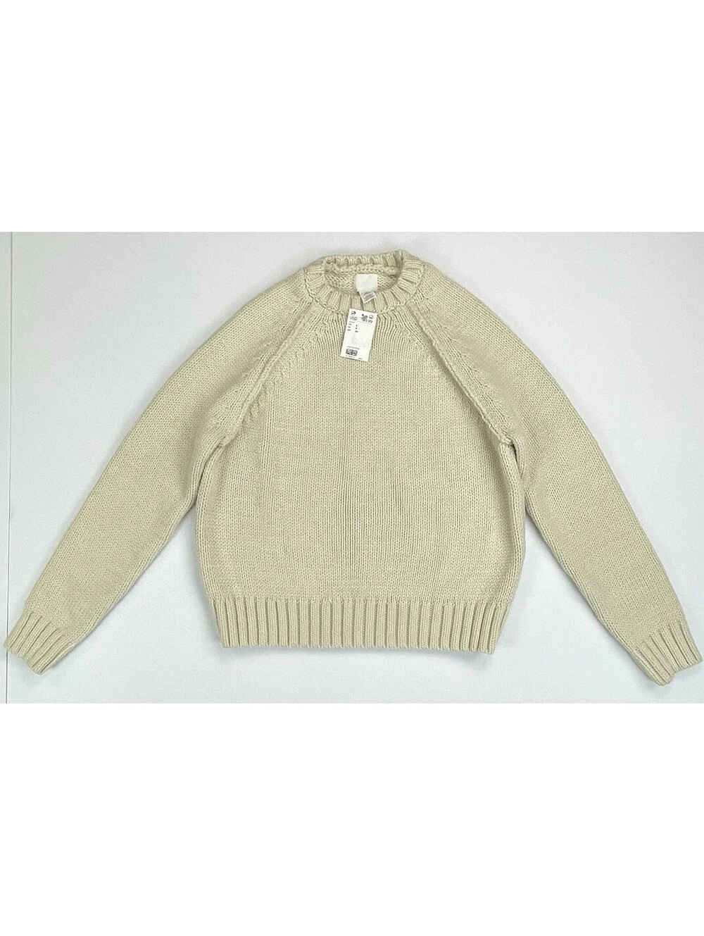NWT H&M Cream Chunky Knit Sweater Small NWT Minimalist Raglan Sleeve S